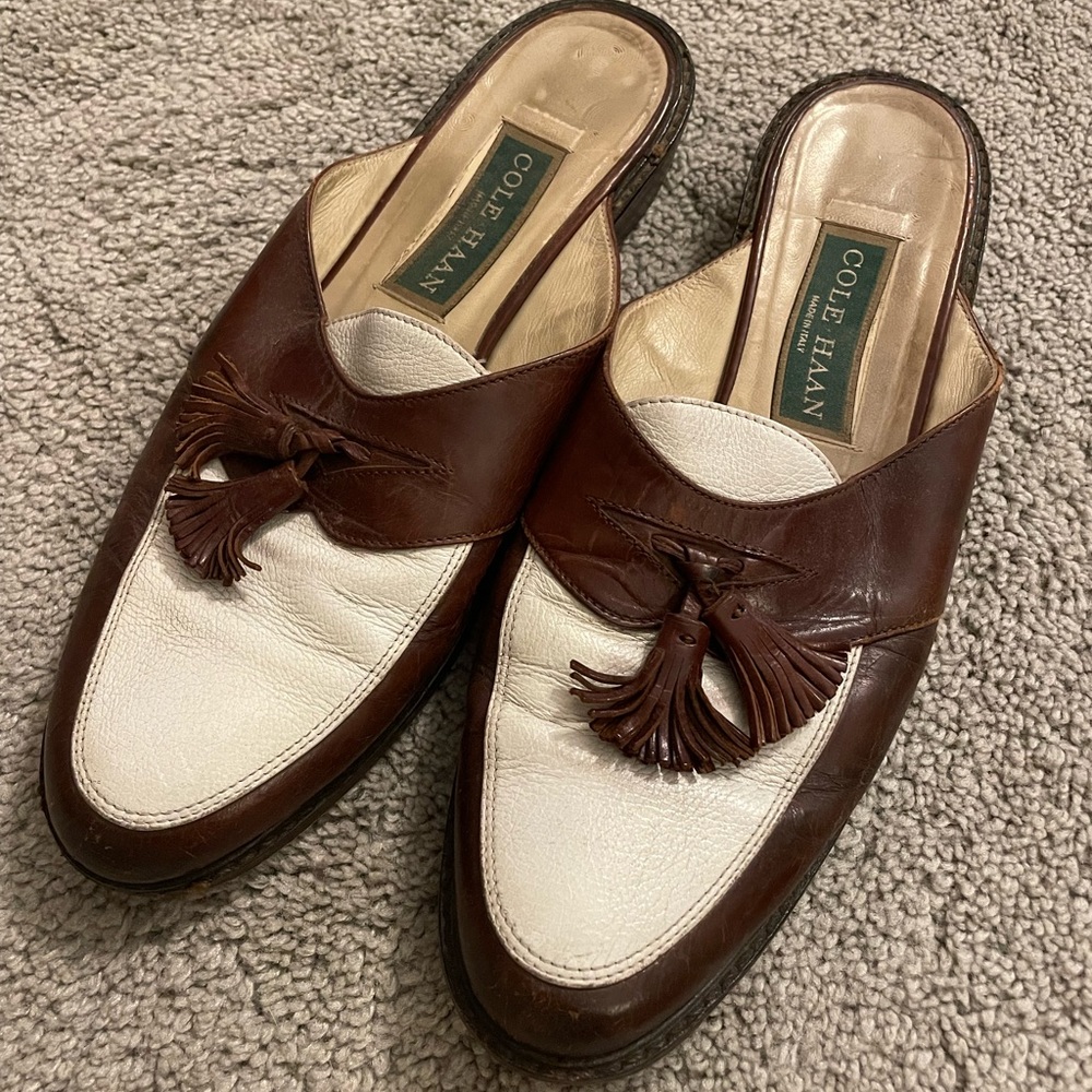 Vintage 90s Cole Haan Italian leather oxford mules size 7